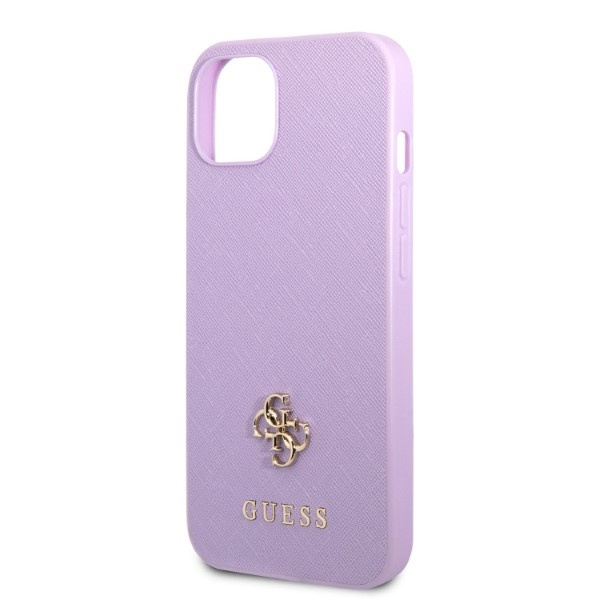 Funda Guess Guhcp13sps4mu iPhone 13 Mini 5.4" Púrpura/morado Durocase Saffiano 4g Logo Pequeño Metal Case