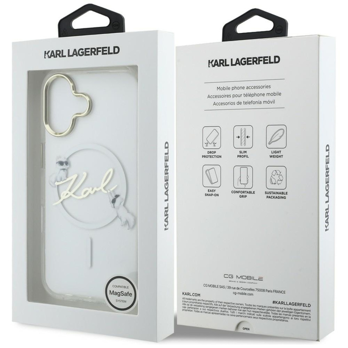Etui Karl Lagerfeld IML Choupettes Karl  Script Logo MagSafe do iPhone 17 przezroczysty