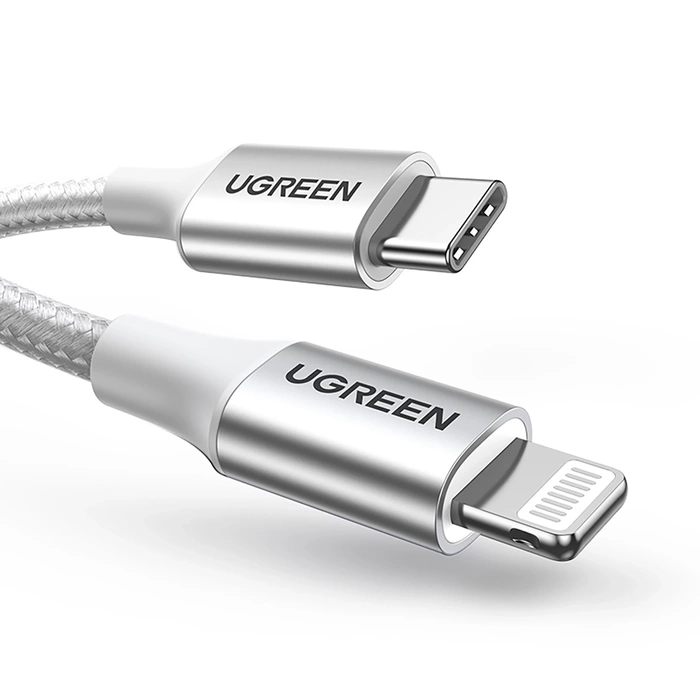 Ugreen kabel Kabel USB typu C - Lightning MFI 1 m 3 A 36 W stříbrný (70523)