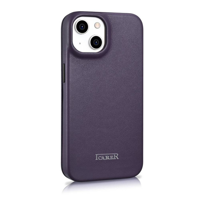 iCarer CE Premium Leather Folio Case iPhone 14 Flip Magnetic MagSafe Leather Case Dark Purple (WMI14220713-DP)