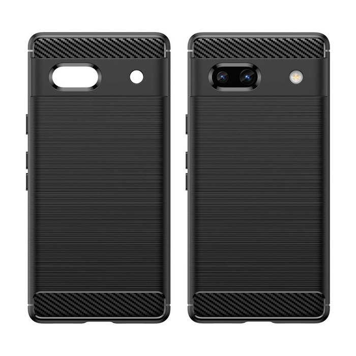 Carbon Case for Google Pixel 7a flexible silicone carbon cover black