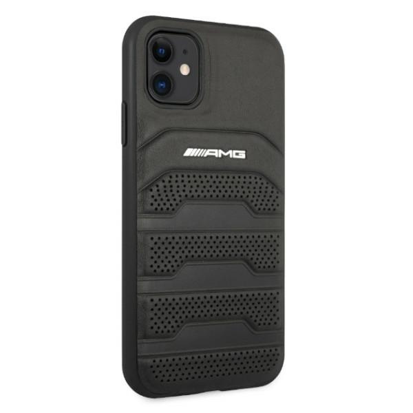 AMG AMHCN61GSEBK iPhone 11 6.1" black/black hardcase Leather Debossed Lines