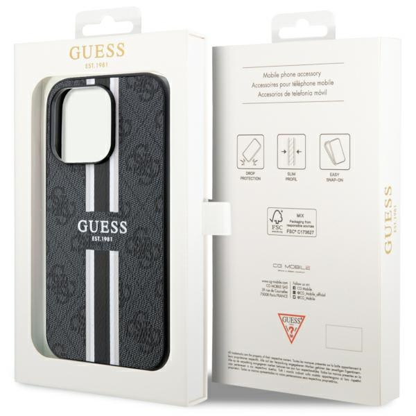 Coque Guess GUHMP14LP4RPSK iPhone 14 Pro 6.1" noir/noircase 4G Printed Stripes MagSafe Case
