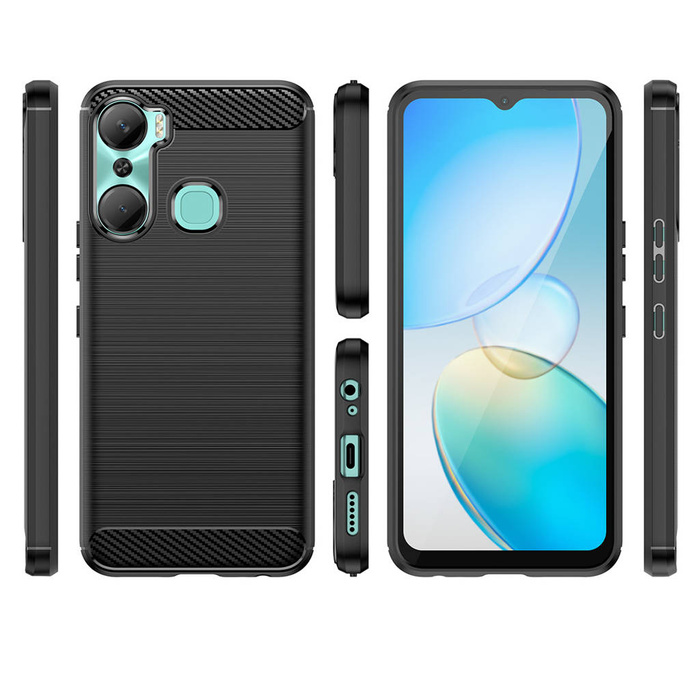 Coque Carbon Case pour Infinix Hot 12 Pro coque carbone silicone souple noir