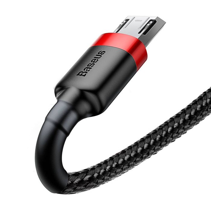 Baseus Cafule Cable Durable Nylon Braided Wire USB / micro USB QC3.0 2.4A 1M black-red (CAMKLF-B91)