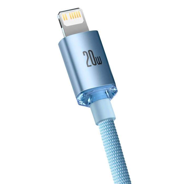Baseus Crystal Shine Series Cable USB Tipo C - Entrega de energía de carga ultrarrápida 20W 1.2m azul ( Lightning )