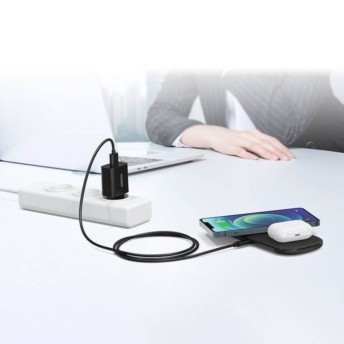 Rychlonabíječka Choetech Quick Charge 3.0 18W 3A + USB kabel - USB Typ C 1m černý (Q5003)