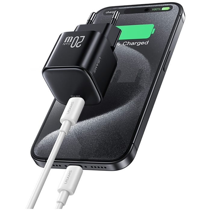 Ładowarka sieciowa USAMS JO Series CC260 20W USB-C + kabel USB-C/Lightning 1m biały