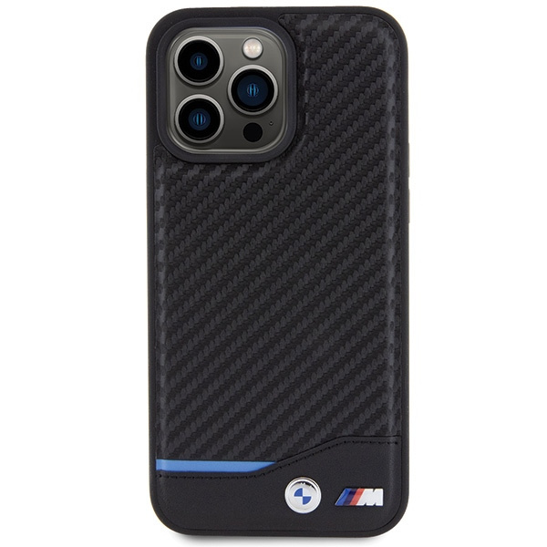Etui BMW BMHCP15X22NBCK iPhone 15 Pro Max 6.7" czarny/black Leather Carbon Case