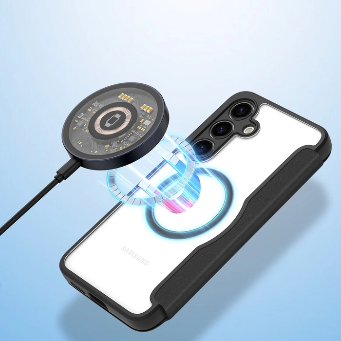 Coque Dux Ducis Skin X Pro pour Samsung S24 avec anneau magnétique et rabat - noir