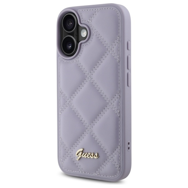 Etui Guess iPhone 16 6.1" jasnofioletowy/light purple hardcase Quiled Metal Logo