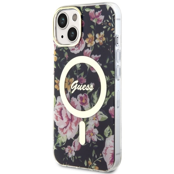 Cover Guess GUHMP14MHCFWSK iPhone 14 Plus 6,7" nero/nero rigidocase Fiore MagSafe Case