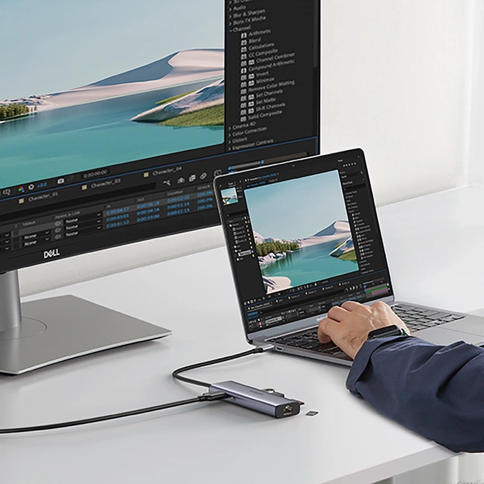 Adaptateur Hub UGREEN, USB_C vers 2x USB 3.0, HDMI, RJ45, SD/TF