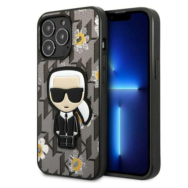 Hülle KARL LAGERFELD Apple iPhone 13 13 Pro Blume Iconik Karl Grau Case