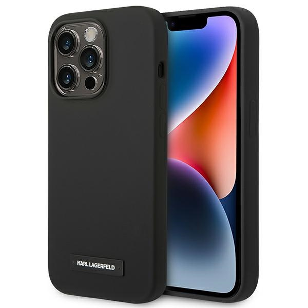 Hülle Karl Lagerfeld KLHMP14XSLMP1K iPhone 14 Pro Max 6,7" hartcase schwarz/schwarz Silikonplakette MagSafe
