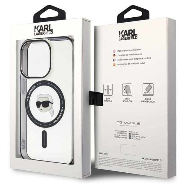 Etui Karl Lagerfeld KLHMP15LHKHNOTK iPhone 15 Pro 6.1" transparent hardcase IML Karl`s Head MagSafe Case