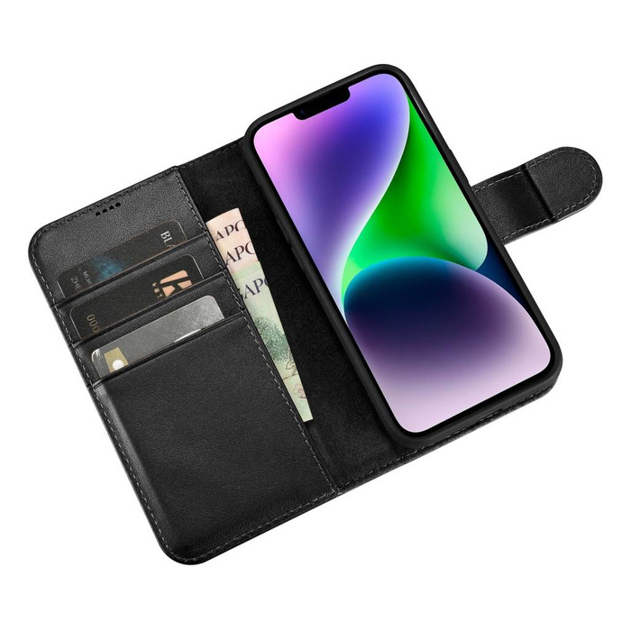 iCarer Etui Portefeuille 2en1 iPhone 14 Flip Cuir Anti-RFID Noir (WMI14220725-BK)