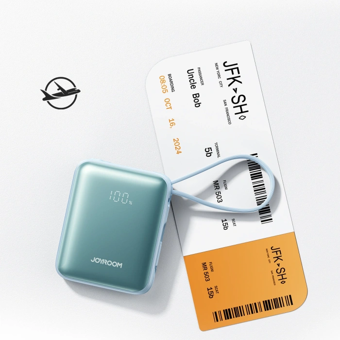 Powerbank Joyroom JR-PBF27 22,5W 10000mAh z dwoma wbudowanymi kablami - niebieski