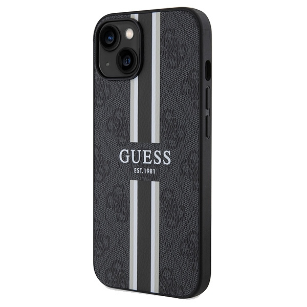 Etui Guess GUHMP15SP4RPSK iPhone 15 / 14 / 13 6.1" czarny/black hardcase 4G Printed Stripes MagSafe Case