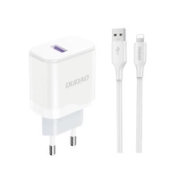 Dudao A20EU USB-A 18W wall charger - white + USB-A - Lightning cable