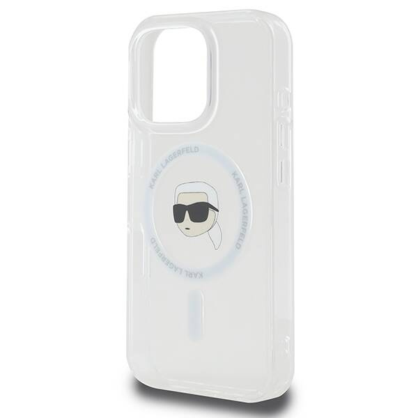Etui Karl Lagerfeld iPhone 16 Pro 6.3" biały/white hardcase IML Metal Karl Head MagSafe
