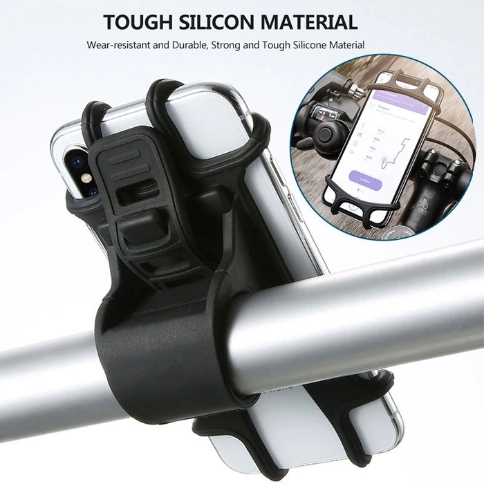 Silicone bicycle phone holder - black