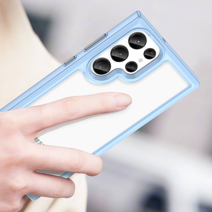 Funda Outer Space para Samsung Galaxy S23 Ultra con marco flexible azul