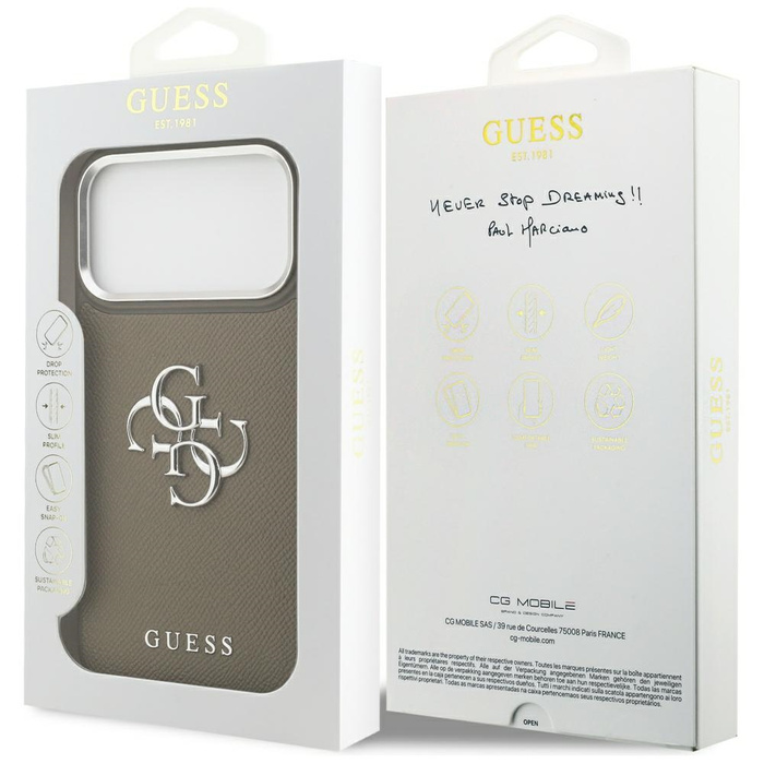 Etui Guess Grained Big 4G Classic Logo   do iPhone 17 Pro Max brązowy