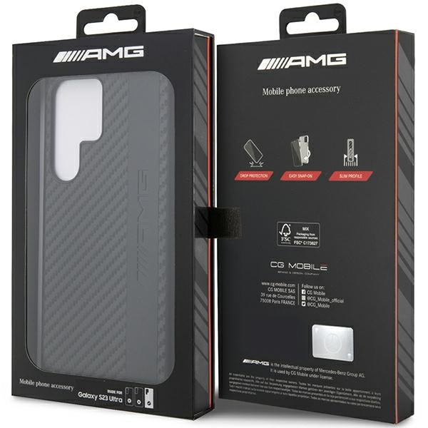 Obal AMG AMHCS23LBLSCA S23 Ultra S918 černá/černá tvrdácase Carbon Stripe&amp;Embossed Case