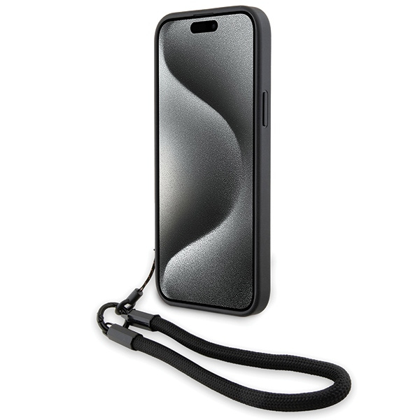 Funda Bmw Bmhcp15s23rmrlk IPhone 15 / 14 / 13 6.1" Negro/Negro Durocase Signature Cordón de cuero Wordmark Case