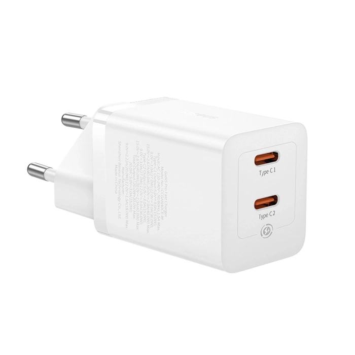 Ładowarka sieciowa Baseus GaN5 Pro 40W 2xUSB-C - biała