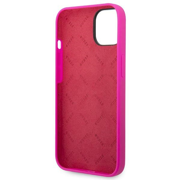 Hülle Guess iPhone 14 6.1" fuchsia/fuschia hart case Silikon Vintage Gold Logo