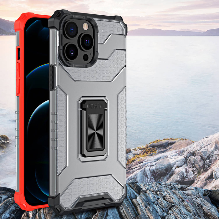 Křišťálový kroužek Case obrněný hybridní pouzdro kryt + magnetic držák iPhone 13 Pro zelený