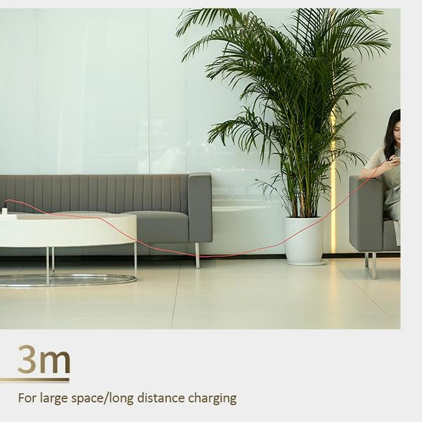 USAMS Câble tressé U41 Lightning Fast Charge 3m rouge/rouge SJ397USB02 (US-SJ397)