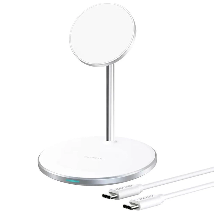 Bezdrátová nabíječka Choetech Qi 15W pro iPhone a AirPods MagSafe kompatibilní magnetický držák stříbrný (T581-F)