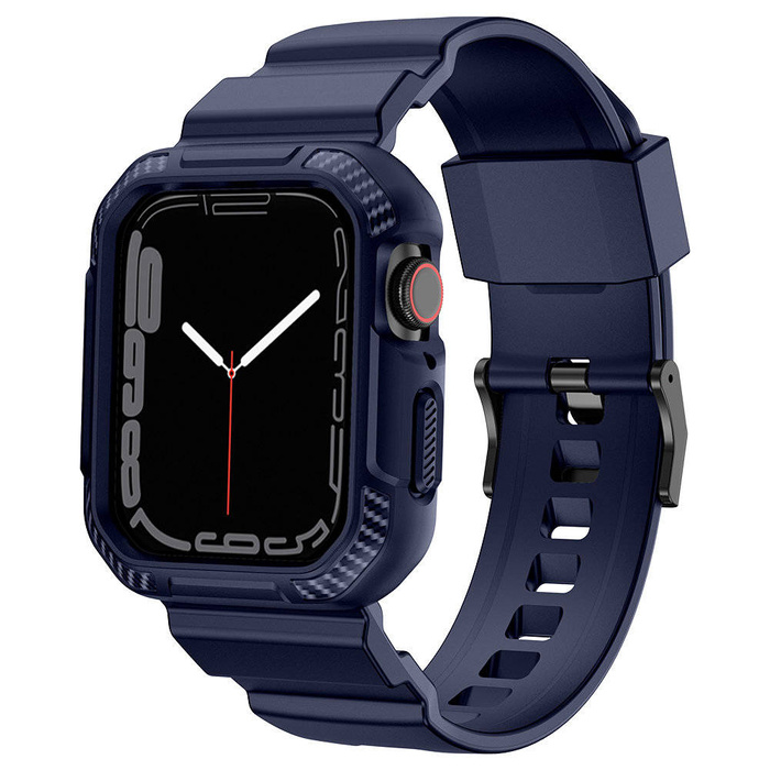 Cinturino Kingxbar CYF106 2in1 per Apple Watch SE, 8, 7, 6, 5, 4, 3, 2, 1 (41, 40, 38 mm) con cassa integrata blu