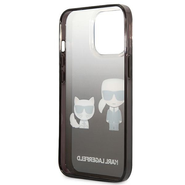 Hülle KARL LAGERFELD Apple iPhone 13 13 Pro Gradient Ikonik Karl & Choupette Schwarz Hartcase