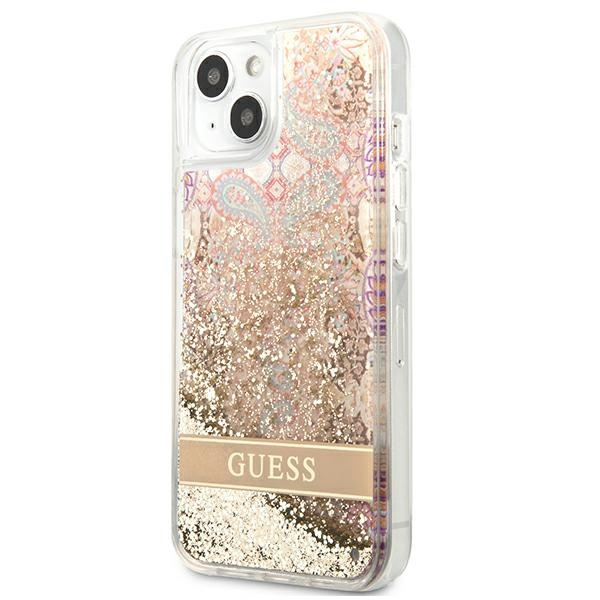 Hülle GUESS Apple iPhone 13 Mini Paisley Liquid Glitter Gold Hartcase