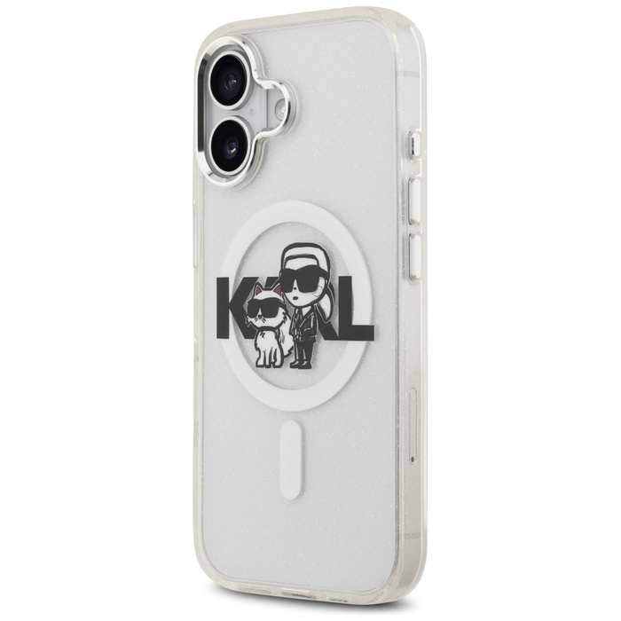 Etui Karl Lagerfeld IML Glitter Karl &   Choupette Sketch Logo MagSafe do iPhone 17 przezroczysty
