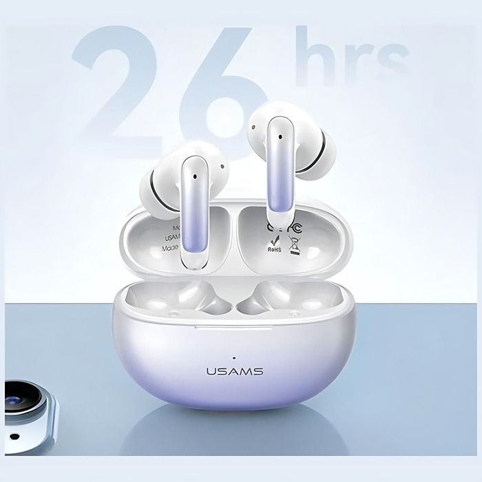 USAMS Słuchawki Bluetooth 5.3 TWS X-don series ENC bezprzewodowe fioletowy gradient/purple blue BHUENCXD04 (US-XD19)