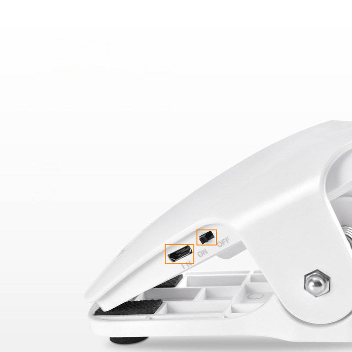 Kabellose LED-Leselampe mit Clip + weißes Micro-USB-Kabel