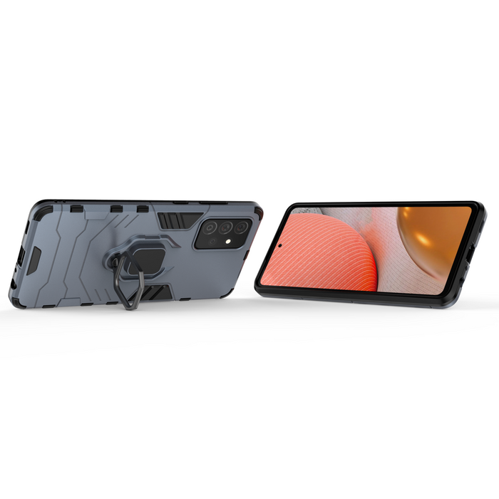 Custodia rigida ibrida Ring Armor + supporto magnetico per Samsung Galaxy A72 4G blu