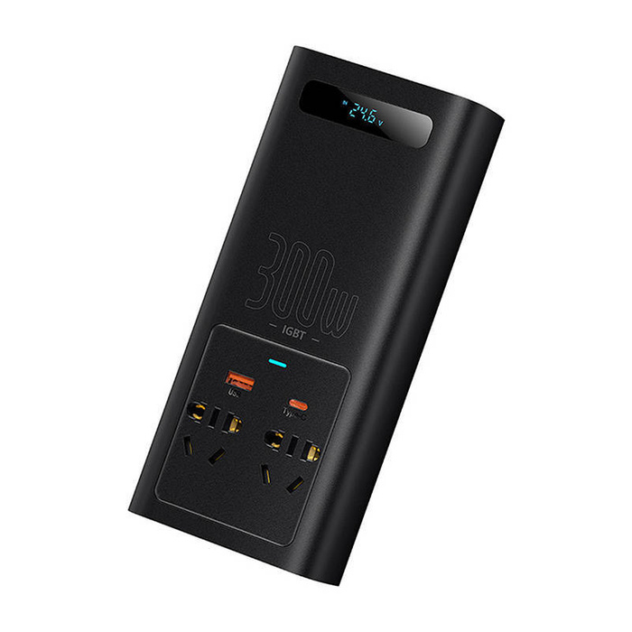 Baseus 300W, 24V, CN / EU autós inverter (fekete)
