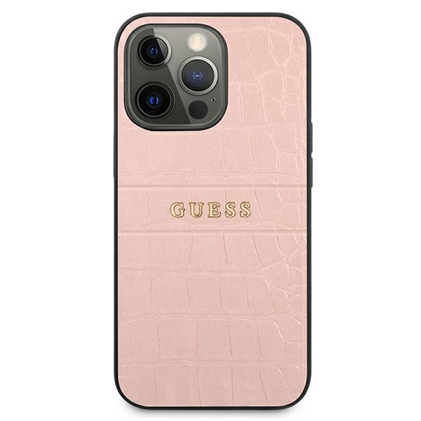 Hülle GUESS Apple iPhone 13 13 Pro Kroko Riemen Sammlung Rosa Fall