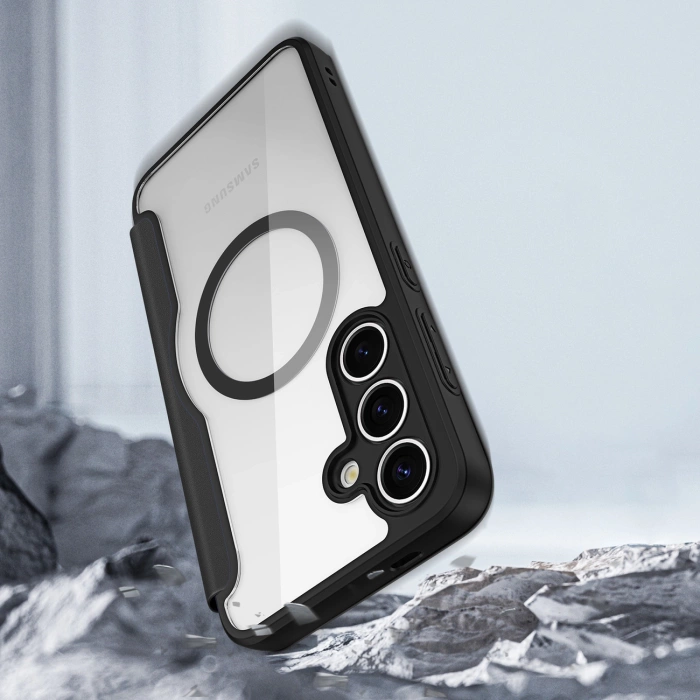 Dux Ducis Skin X Pro Hülle für Samsung Galaxy S25 mit MagSafe und Geldbörse – Schwarz