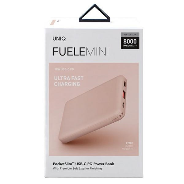 Uniq Powerbank Fuele mini 8000mAh USB-C 18W PD Charge rapide rose/rose