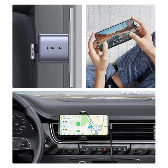 Ugreen US255 Cavo da USB-C a USB angolato 2.0 CM/M Rotondo Guscio in alluminio Placcatura in nichel 0,5 m Grigio Nero