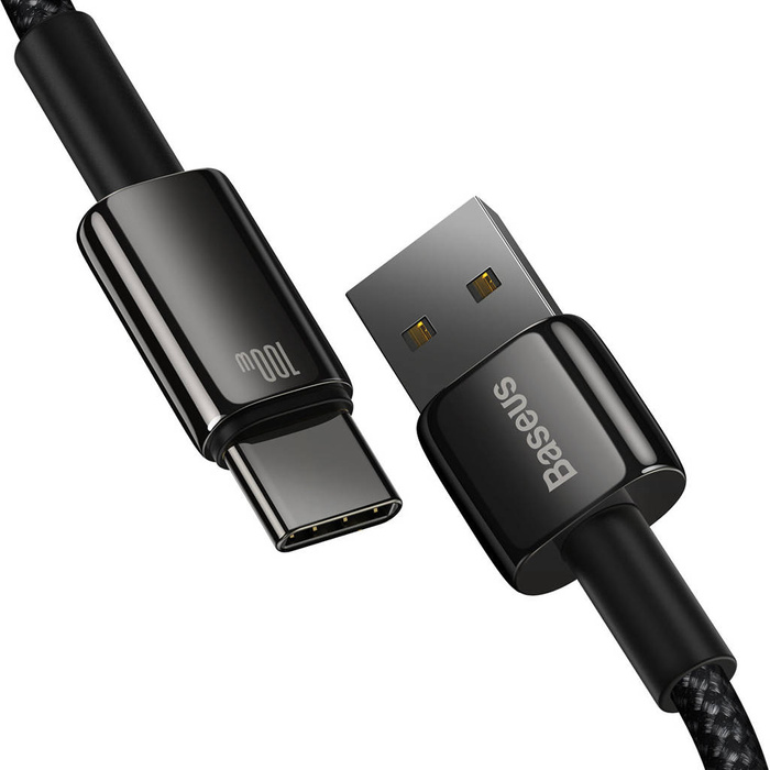 Baseus Tungsten Gold cable USB-A - USB-C 480Mb/s 100W 2m negro (CAWJ000101)