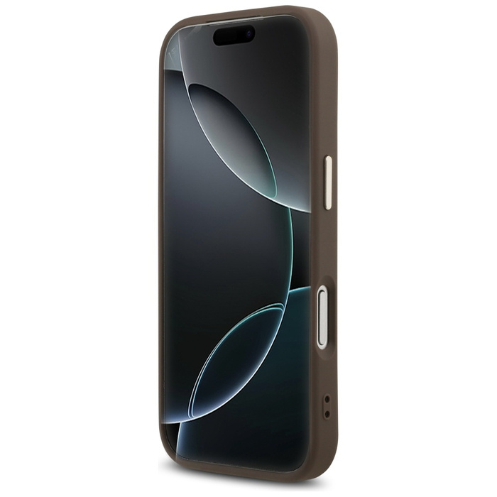 Etui Guess 4G Triangle Logo MagSafe do   iPhone 17 Pro brązowy złoty