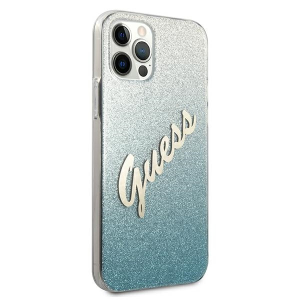 GUESS Apple iPhone 12 Pro Max Glitter Gradient Script GUHCP12LPCUGLSBL Blau HardHülle